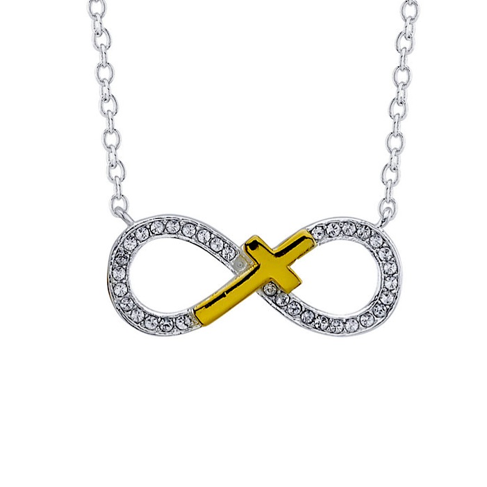 Nwt! Infinity Cross Necklace, Crystal, Silver Tone!